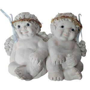 Vintage 1994 Cast Art Dreamsicles Cherub Angel Pair Figurine Wall Decor White